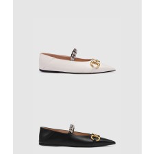 [GUCCI-구찌]홀스빗 레더 플랫슈즈 621161