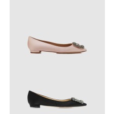 [M.BLAHNIK-마놀로블라닉]한기시 새틴 쥬얼 플랫슈즈