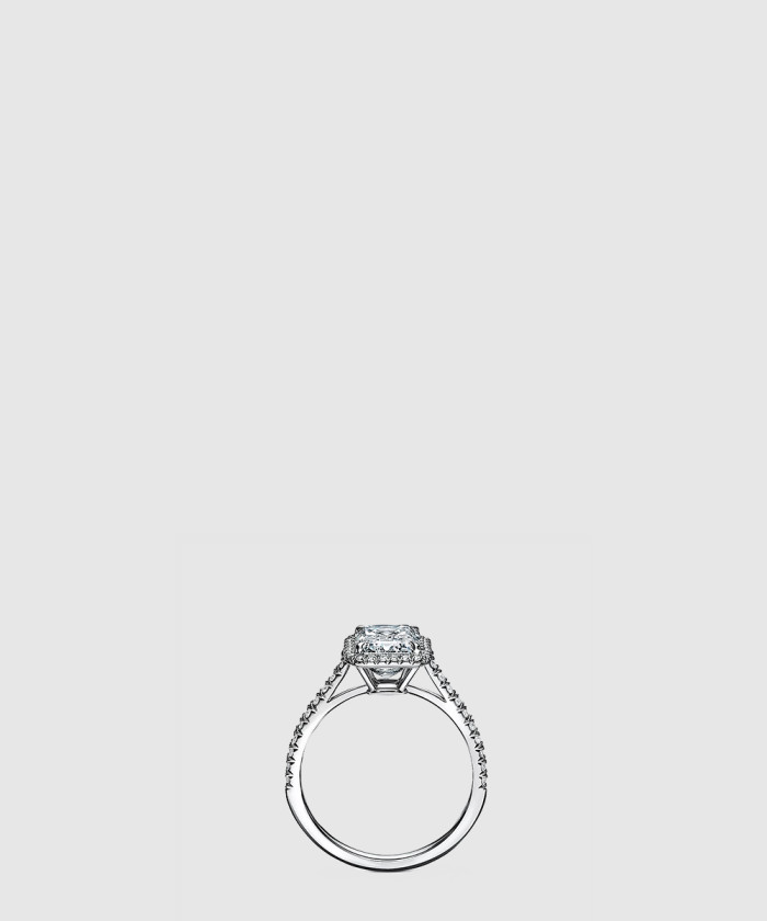 [TIFFANY-티파니]에메랄드 컷 헤일로 웨딩 반지