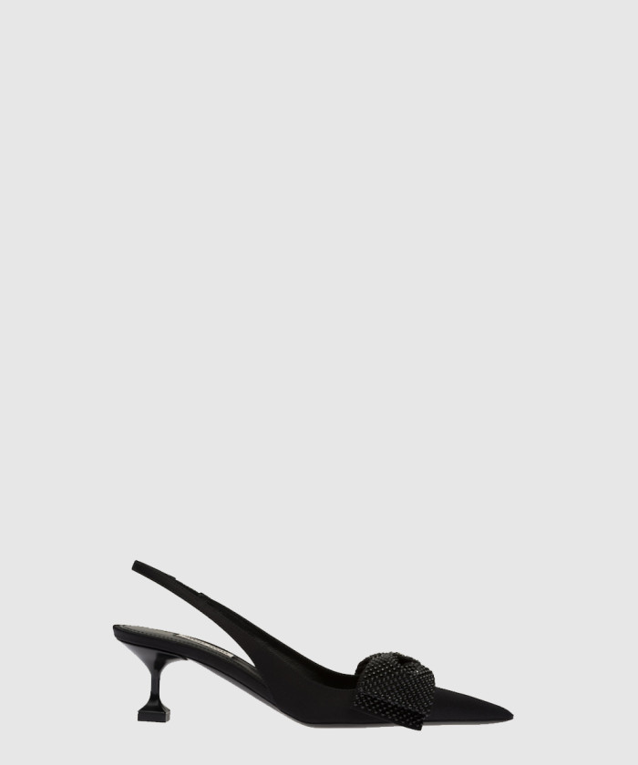 [MIUMIU-미우미우]새틴 슬링백 펌프스 F0002