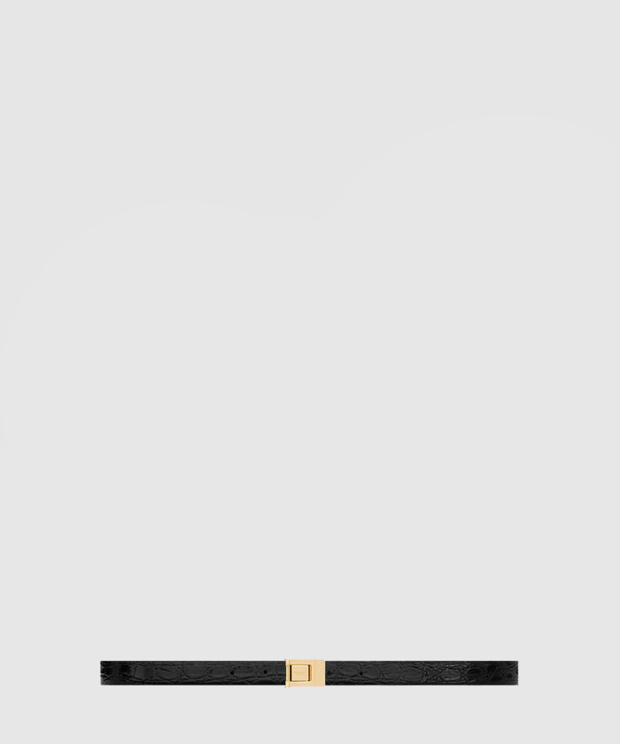 [SAINT LAURENT-생로랑]크로커 엠보 가죽 버클 슬림 벨트 715871