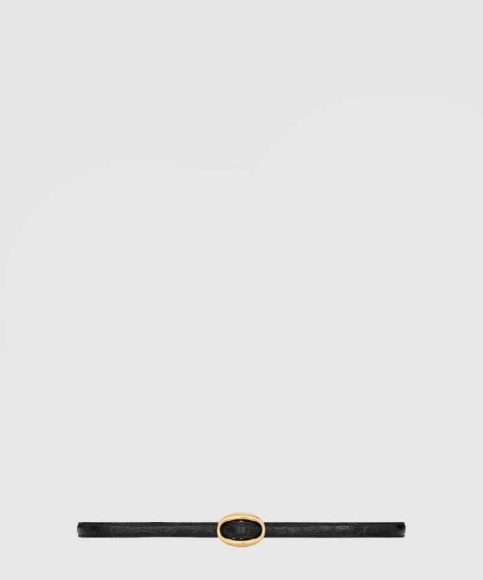 [SAINT LAURENT-생로랑]크로커다일 오벌 버클 슬림 벨트 756959