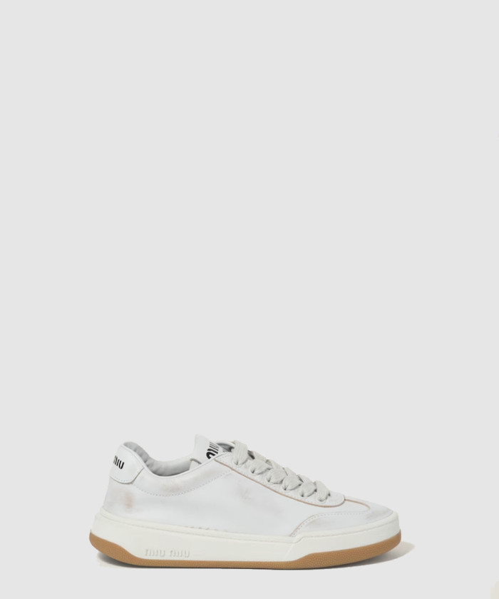 [MIUMIU-미우미우]블리치드 가죽 스니커즈 5E118E