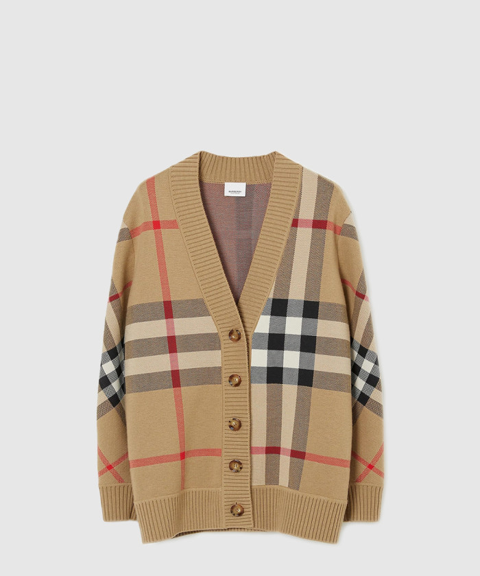 [BURBERRY-버버리]체크 테크니컬 울 자카드 가디건 80391531