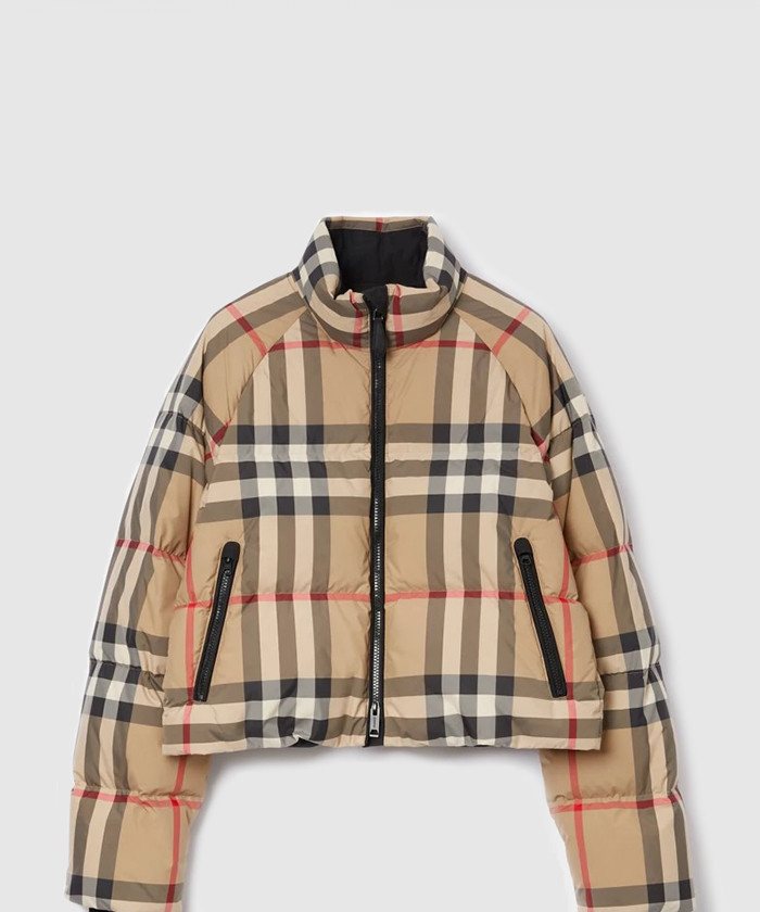 [BURBERRY-버버리]체크 크롭 푸퍼 하이넥 숏패딩 80590931