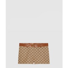 [GUCCI-구찌]레더 트리밍 디테일의 GG 캔버스 쇼츠 681154
