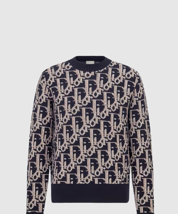 [DIOR-디올]스웨터 네이비 블루 울 자카드 193M6