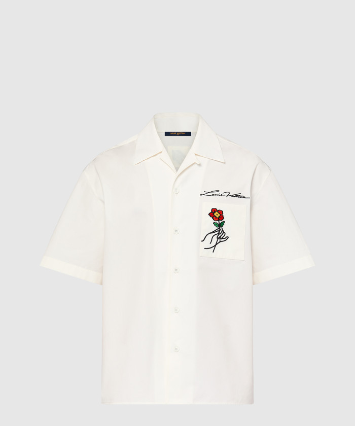 [LOUIS VUITTON-루이비통]오픈 칼라 쇼트 슬리브드 코튼 셔츠 1AFJDJ