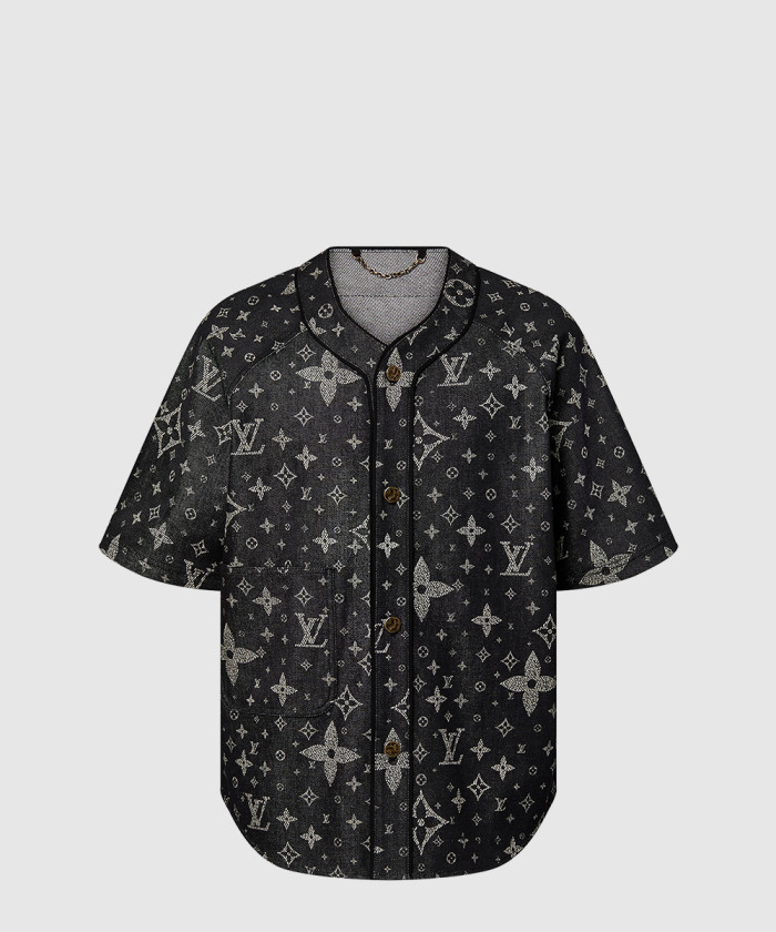 [LOUIS VUITTON-루이비통]모노그램 데님 베이스볼 셔츠 1AF352