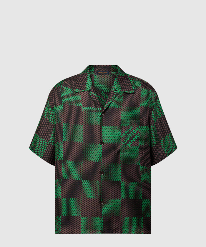 [LOUIS VUITTON-루이비통]오픈 칼라 쇼트 슬리브드 실크 셔츠 1AFJAS