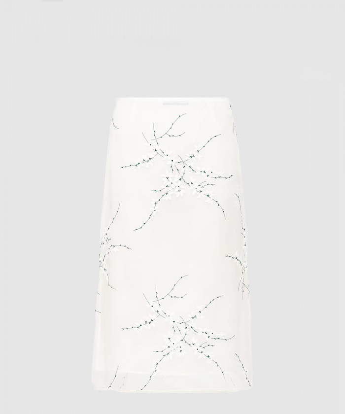 [PRADA-프라다]자수 오간자 미디스커트 P123JR