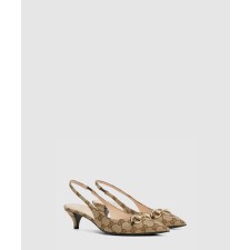 [GUCCI-구찌]GG 캔버스 슬링백 펌프스 782627