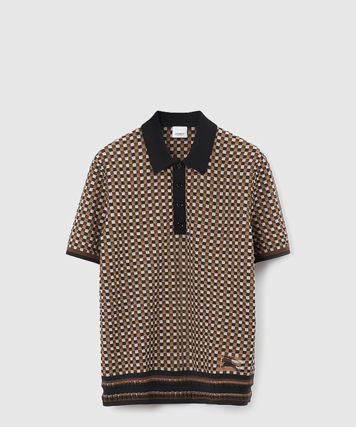 [BURBERRY-버버리]체크 코튼 블렌드 폴로 셔츠 80703021