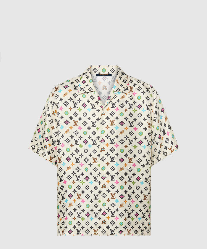 [LOUIS VUITTON-루이비통]모노그램 프린티드 쇼트 슬리브드 실크 셔츠 1AFQ26