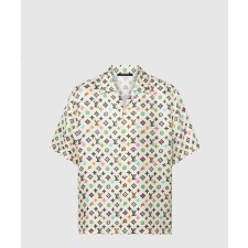 [LOUIS VUITTON-루이비통]모노그램 프린티드 쇼트 슬리브드 실크 셔츠 1AFQ26
