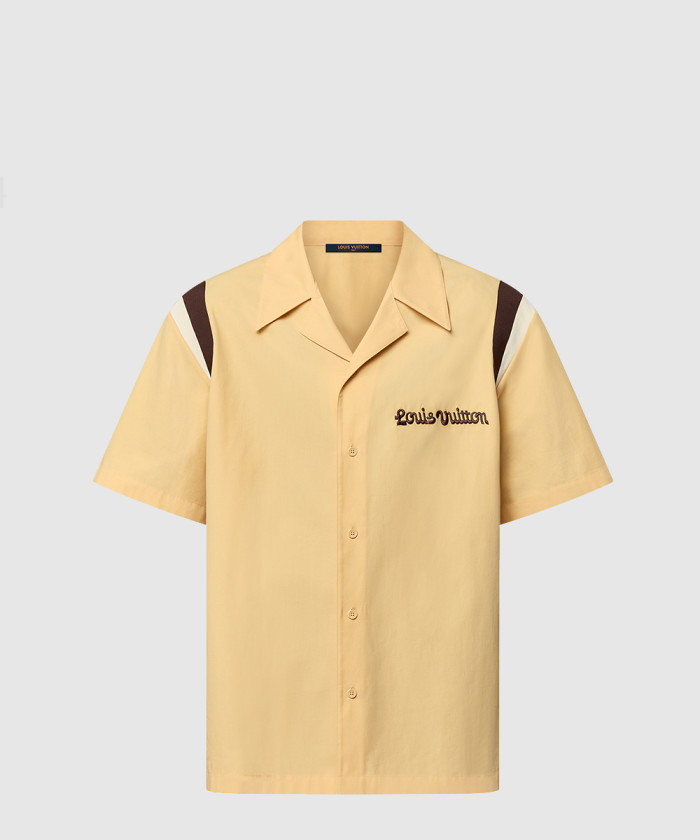 [LOUIS VUITTON-루이비통]엠브로이더드 쇼트 슬리브드 코튼 볼링 셔츠 1AFQ14