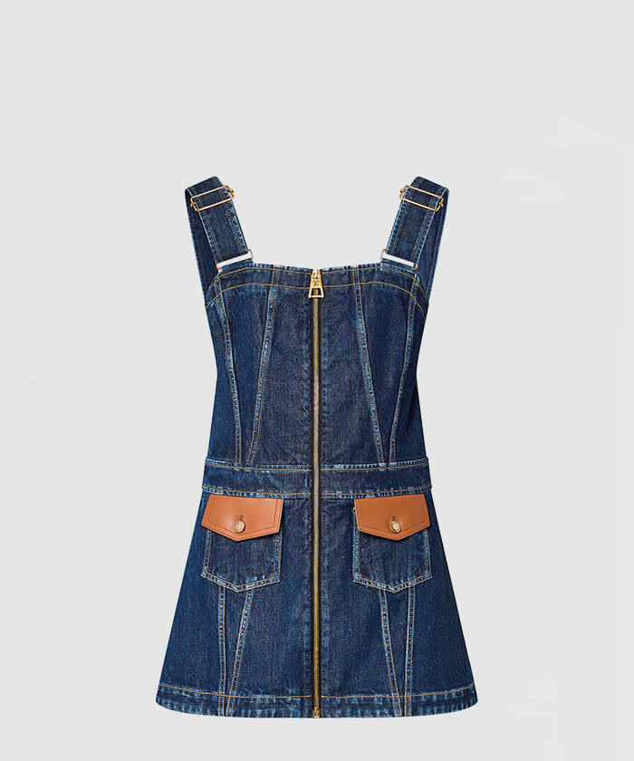 [LOUIS VUITTON-루이비통]레더 액센트 데님 미니 드레스 1AB6TA