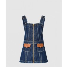 [LOUIS VUITTON-루이비통]레더 액센트 데님 미니 드레스 1AB6TA