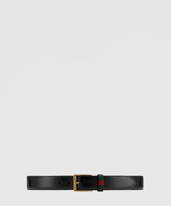 [GUCCI-구찌]웹 디테일의 레더 벨트 495125