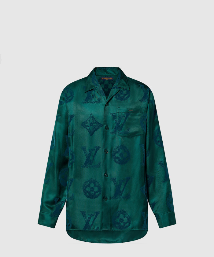 [LOUIS VUITTON-루이비통]모노그램 플록드 실크 롱 슬리브드 셔츠 1AFAWQ