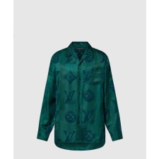 [LOUIS VUITTON-루이비통]모노그램 플록드 실크 롱 슬리브드 셔츠 1AFAWQ