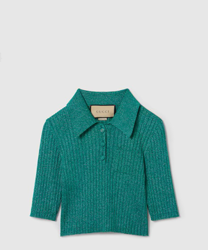 [GUCCI-구찌]리브 라메 크롭 폴로 셔츠 775479