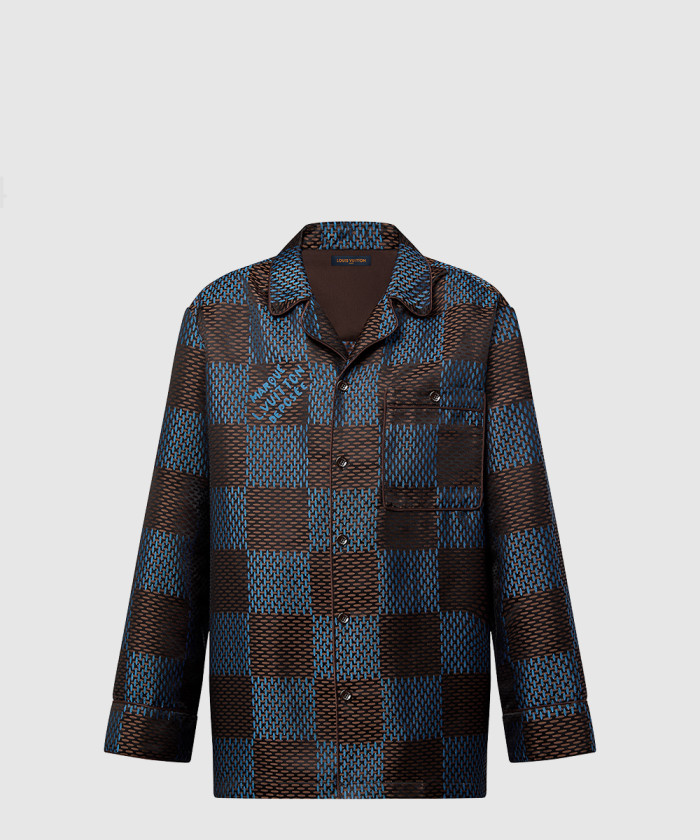 [LOUIS VUITTON-루이비통]롱 슬리브드 다미에 실크 파자마 셔츠 1AFJD0