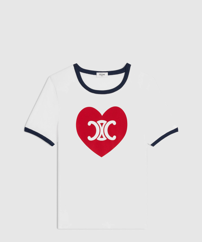 [CELINE-셀린느]하트 트리옹프 티셔츠 코튼 저지 오프 2X01L6