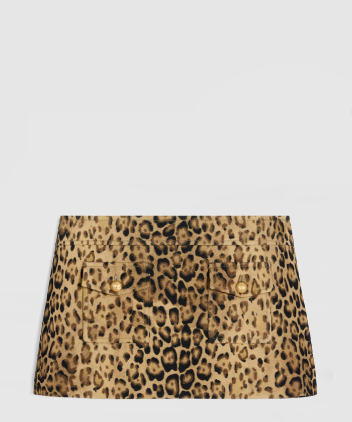 [CELINE-셀린느]방도 미니 스커트 더블 울 레오파드 2J7216