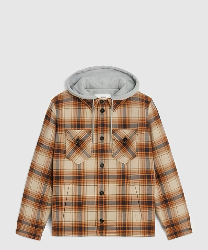 [CELINE-셀린느]로고 후드 셔츠 누빔 자켓 2W68A0