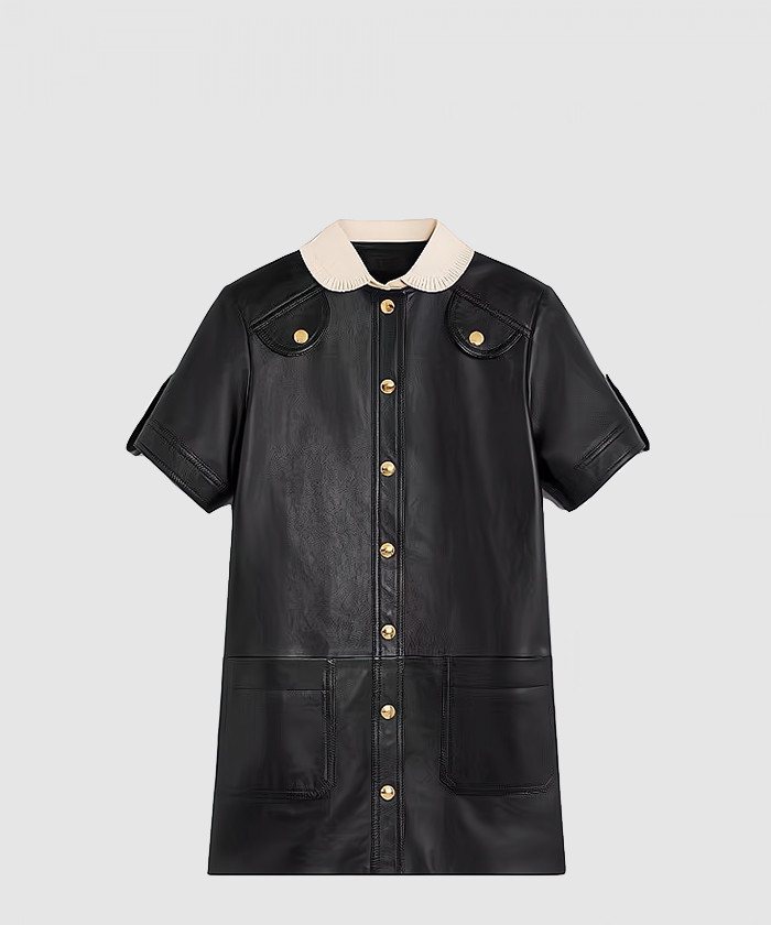 [CELINE-셀린느]미니 드레스 위드 플리티드 카라 인 2L1791