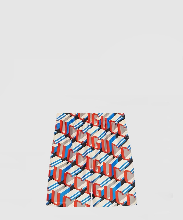 [GUCCI-구찌]픽셀 프린트 실크 쇼츠 742781