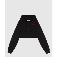 [GUCCI-구찌]로고 코튼 저지 크롭 후드 티셔츠 723564