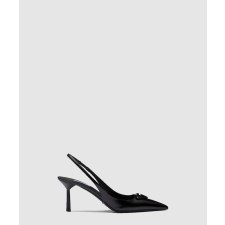 [PRADA-프라다]브러시드 가죽 슬링백 펌프스 1I901M