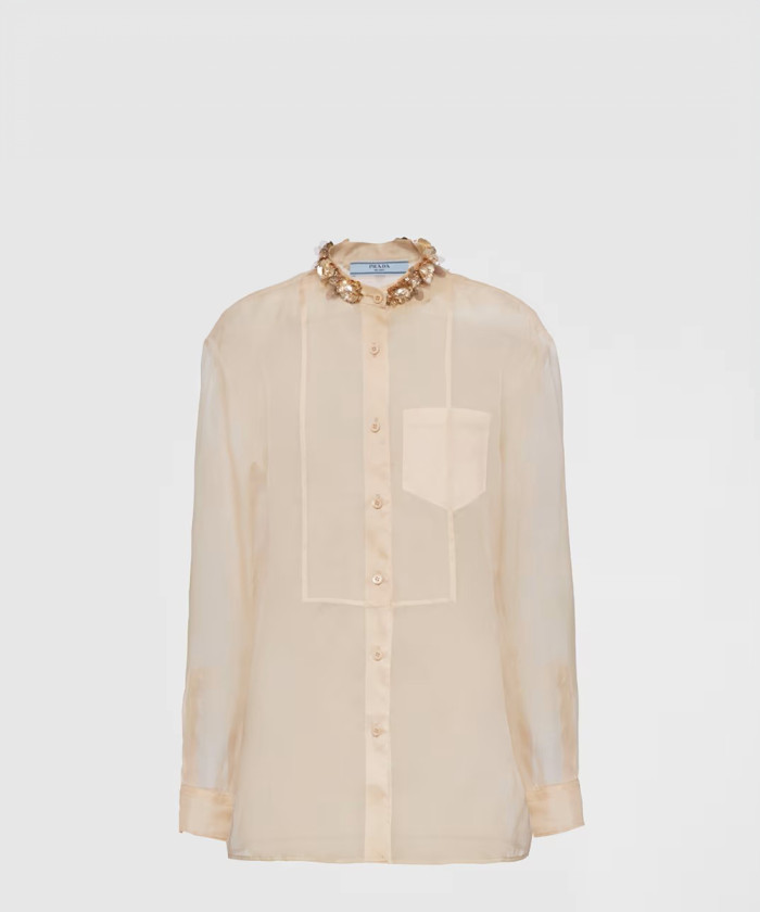 [PRADA-프라다]오간자 브로데 슈미즈 P485GR