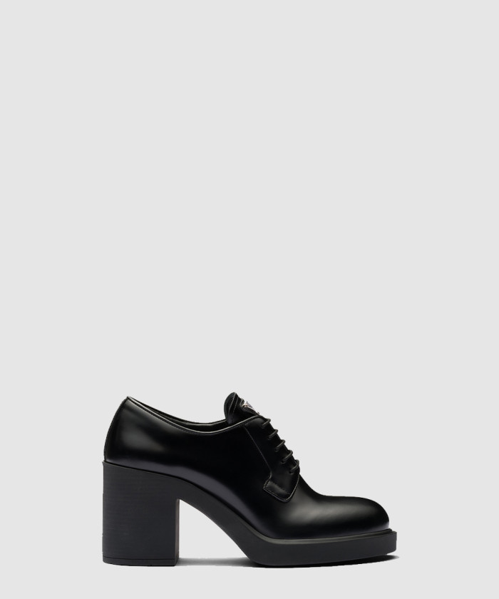 [PRADA-프라다]힐이 있는 브러시드 가죽 레이스업 1E976M