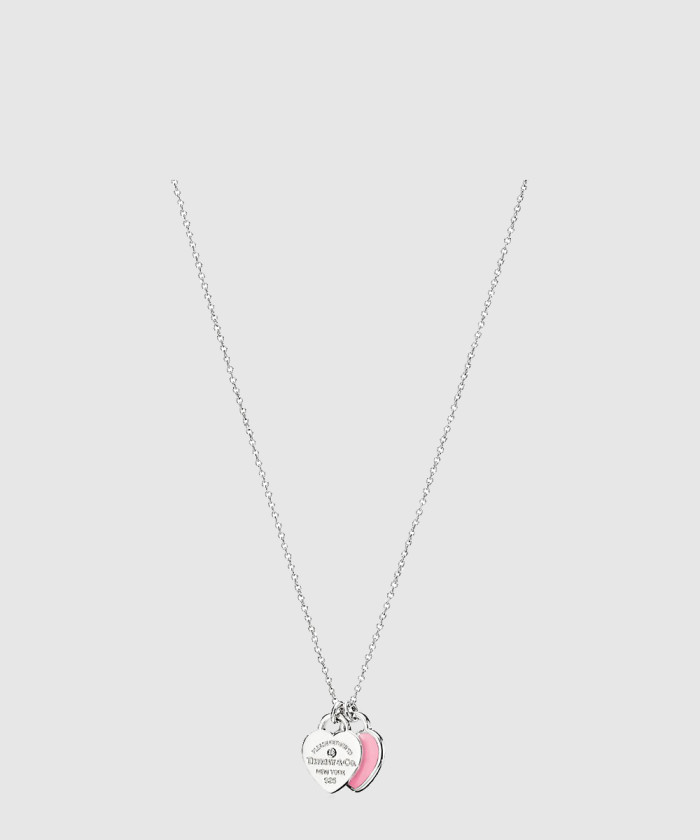 [TIFFANY-티파니]핑크 더블 하트 태그 목걸이
