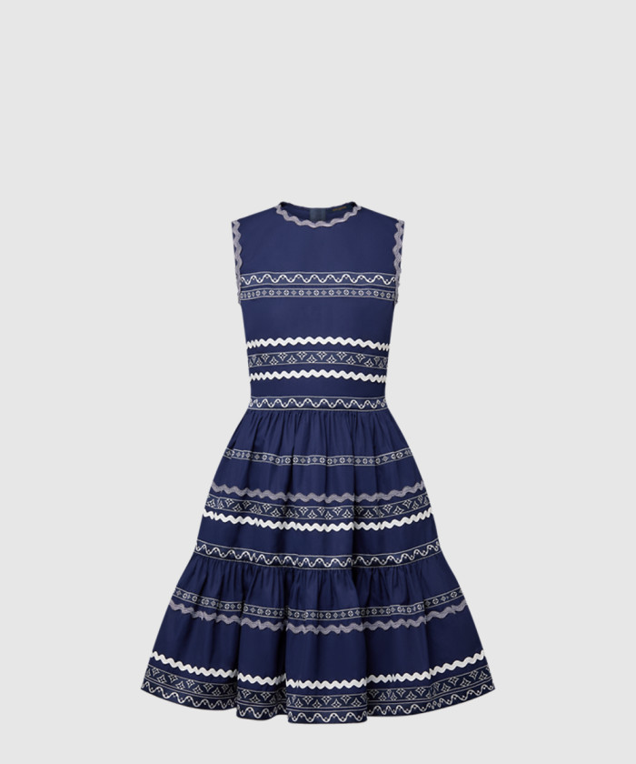 [LOUIS VUITTON-루이비통]그래픽 트림 티어드 드레스 1AFSO4