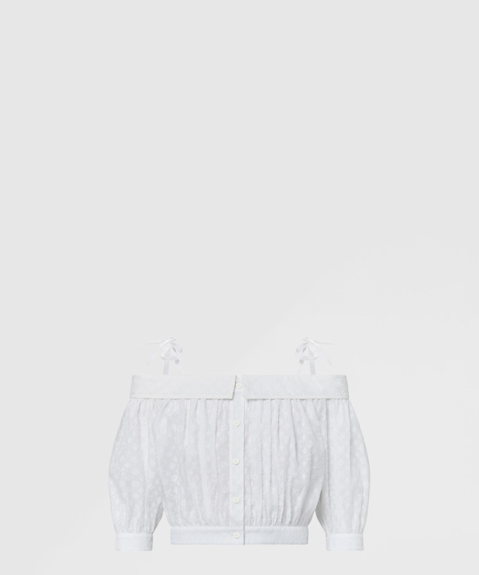 [LOUIS VUITTON-루이비통]모노그램 필 쿠페 오프 더 숄더 블라우스 1AFSBI