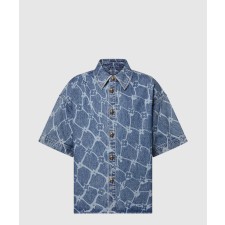 [LOUIS VUITTON-루이비통]모노그램 프린티드 쇼트 슬리브드 데님 셔츠 1AFQZ1