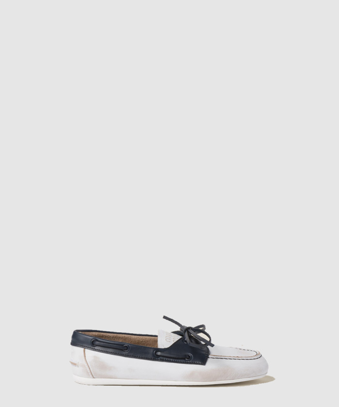 [MIUMIU-미우미우]안감 없는 블리치드 투톤 가죽 로퍼 5D123E