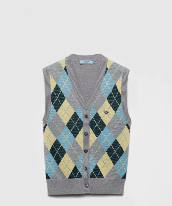 [PRADA-프라다]아가일 패턴 울 베스트 P29B39