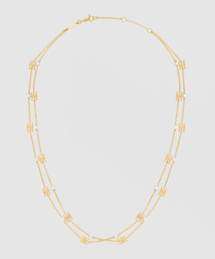 [CELINE-셀린느]트리옹프 펄 더블 목걸이 460PK6