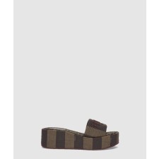 [FENDI-펜디]브라운 패브릭 플랫폼 슬라이드 8R8515