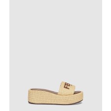 [FENDI-펜디]베이지 코튼 파이버 플랫폼 슬라이드 8R8515