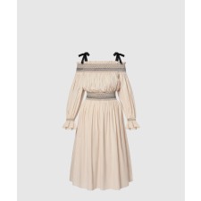 [LOUIS VUITTON-루이비통]엠브로이더드 오프 더 숄더 드레스 1AFSME