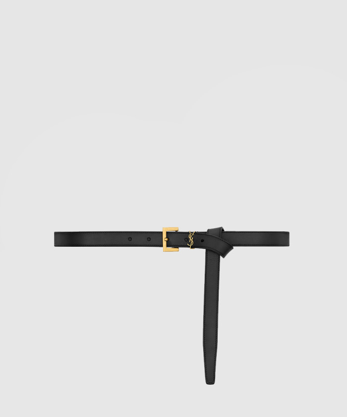 [SAINT LAURENT-생로랑] 베지터블 태닝 가죽 소재의 슬림 벨트 782076