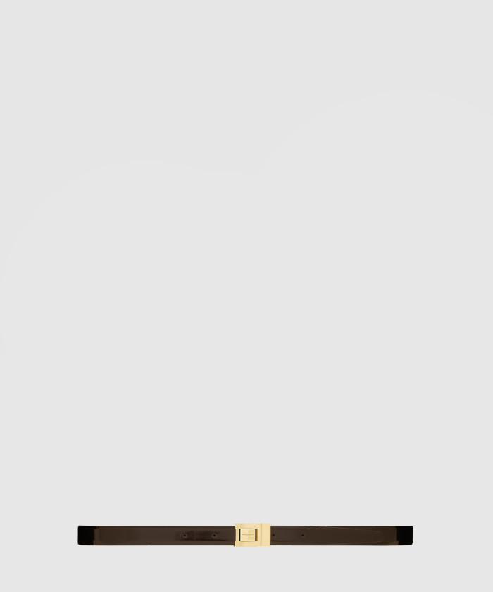 [SAINT LAURENT-생로랑]유광 가죽 버클 슬림 벨트 715871