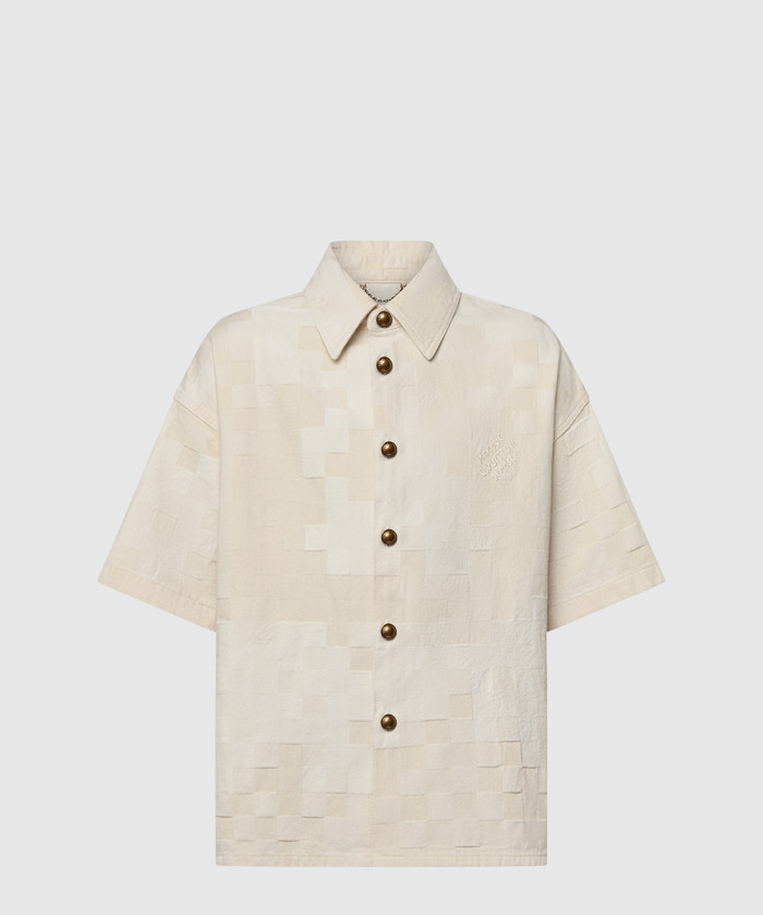 [LOUIS VUITTON-루이비통]다미에 쇼트 슬리브드 데님 셔츠 1AFQZO