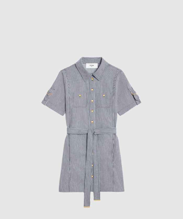 [CELINE-셀린느]트라페즈 미니 드레스 스트라이프 코튼 2R33L8